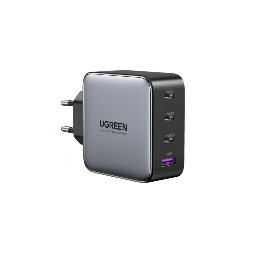 UGREEN USB-A+3*USB-C 160W GaN Tech Fast Charger EU Grey( folding foot)+ 1M 100W cable