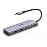 Ugreen 70411 USB-C to 2 Ports USB3.0-A Hub + HDMI + TF/SD with PD Power Supply (Space Gray)