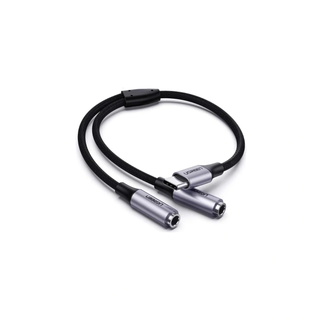 UGREEN (30732) USB Type C Male to 3.5mm 2 Female Audio Cable Space Gray 25cm